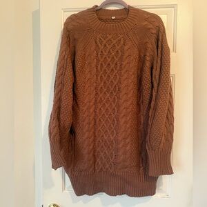Brown Cable Knit Sweater